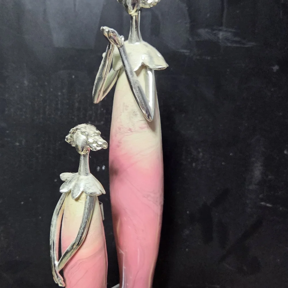 Williams Sonoma Pink and Silver Ceramic Figures